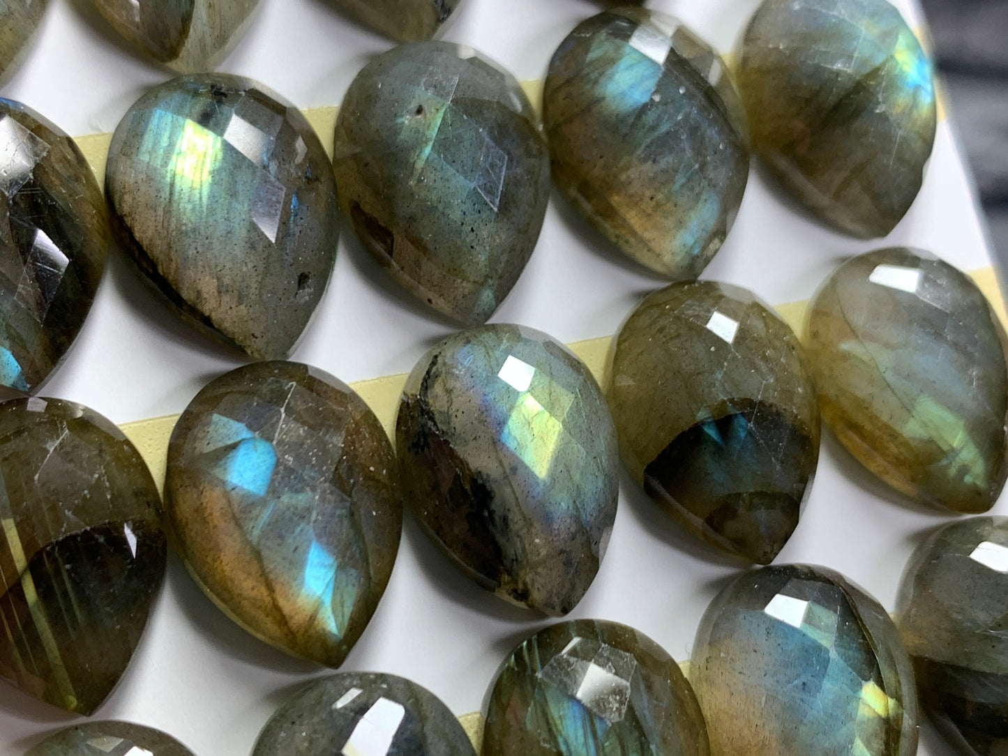 Faceted Labradorite pear 12x16mm Cabochon - Calibrated Cabochons
