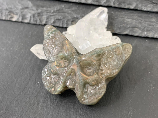 Labradorite Butterfly Carving - 29x40mm Flat Back Natural Gemstone, Unique Design