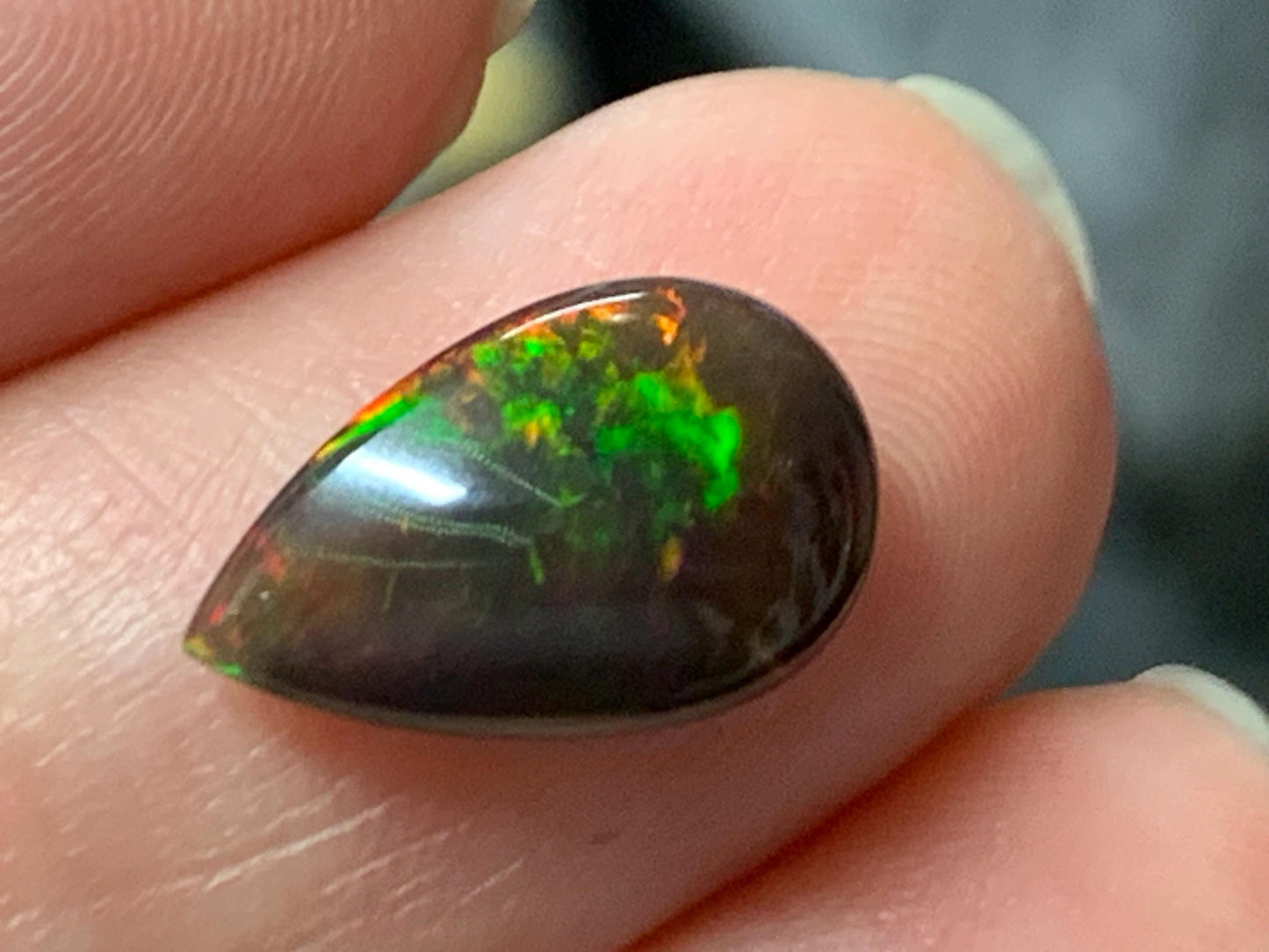 Natural Ethiopian Black Opal 8x13x4mm cabochon