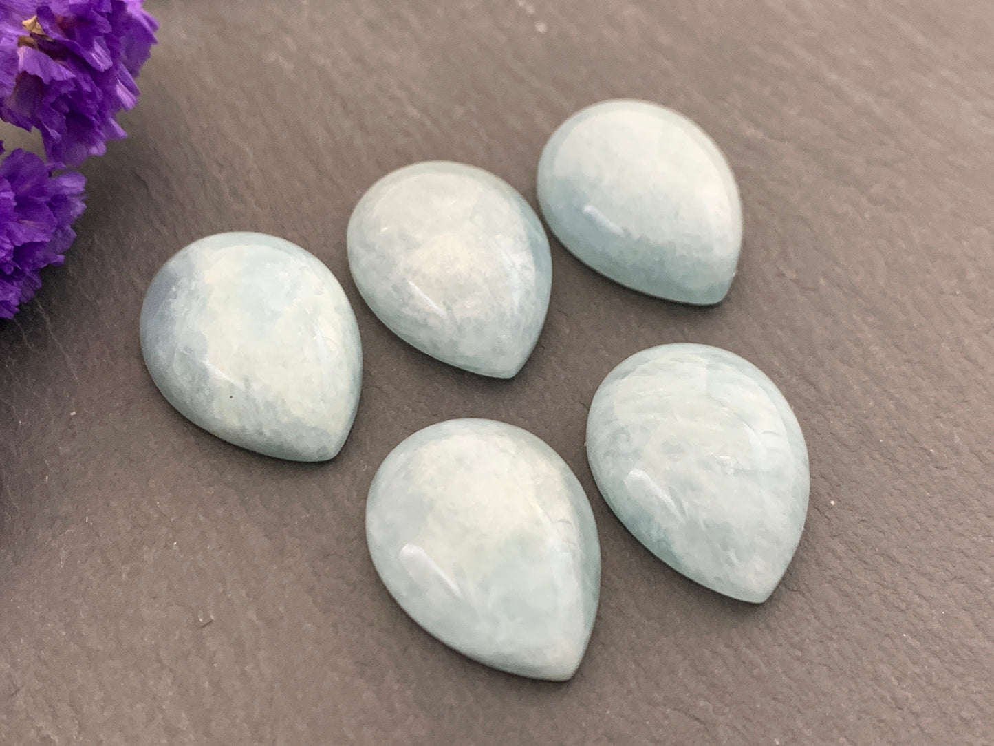 Aquamarine pear 15x20mm cabochon - Calibrated cabochons