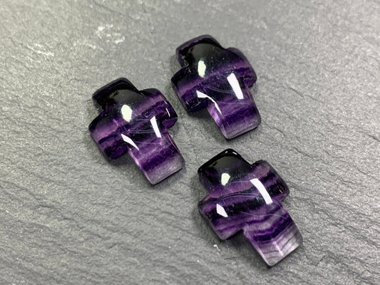 Cross Purple Fluorite Cabochon 12x16mm - Calibrated cabochons