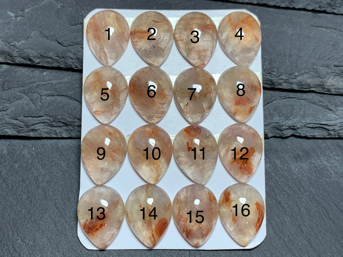 Blood Quartz pear 15x20mm cabochon - Calibrated cabochons