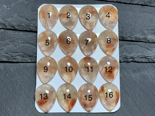 Blood Quartz pear 15x20mm cabochon - Calibrated cabochons