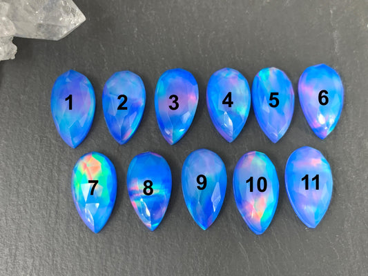 Faceted Aurora Opal pear 8x15mm cabochon - Doublet cabochon