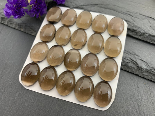 Smokey Quartz oval 12x16mm cabochon - Calibrated cabochons