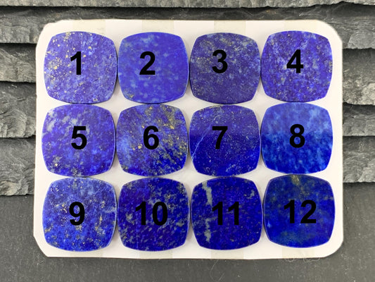 Flat Lapis Lazuli Cabochon - Natural Square Cushion 18x18mm Flat Calibrated Gem