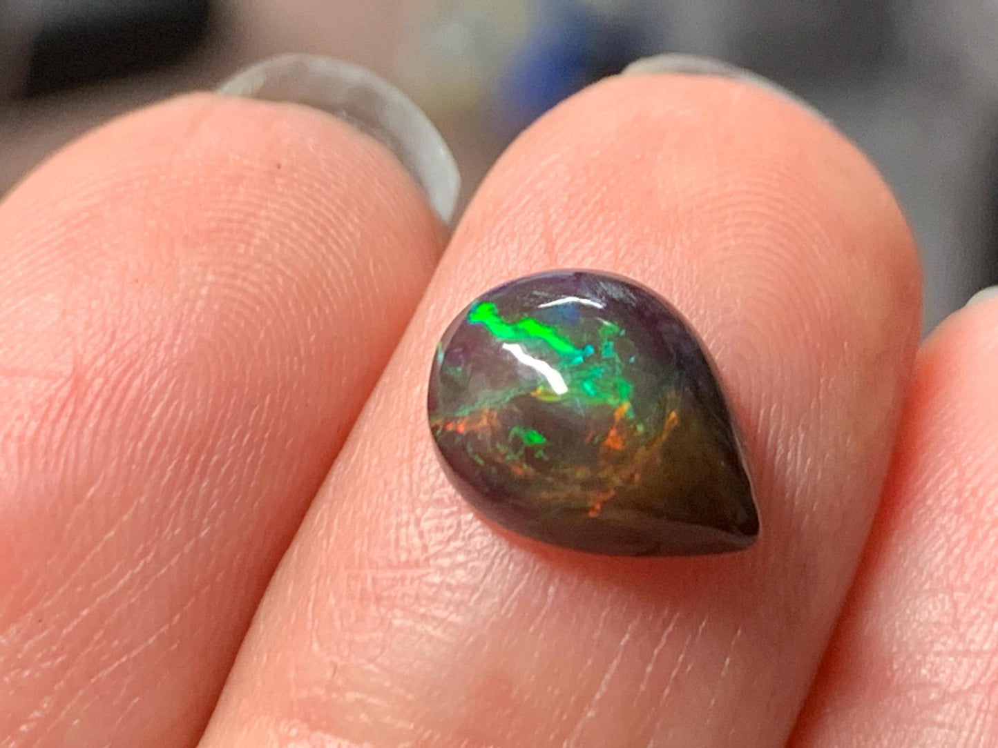 Natural Ethiopian Black Opal 8x10x4mm cabochon