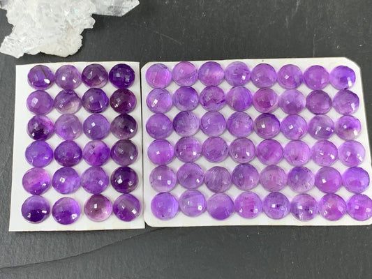 Faceted Amethyst round 8mm cabochon - Calibrated cabochons
