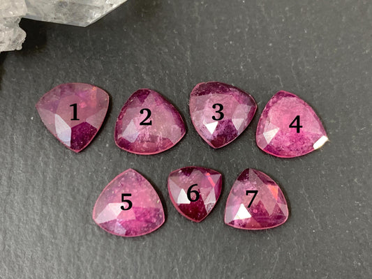 Faceted Thailand pink Sapphire triangle 7-10mm mm cabochon.