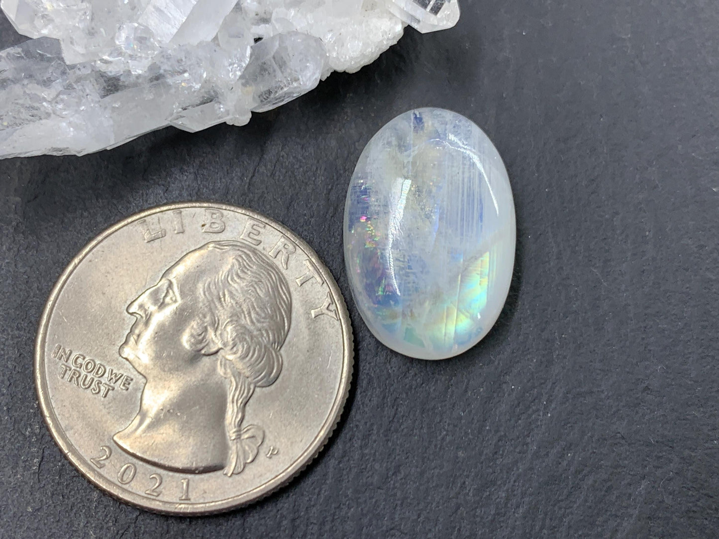 Rainbow Moonstone oval 19x13x7mm cabochon
