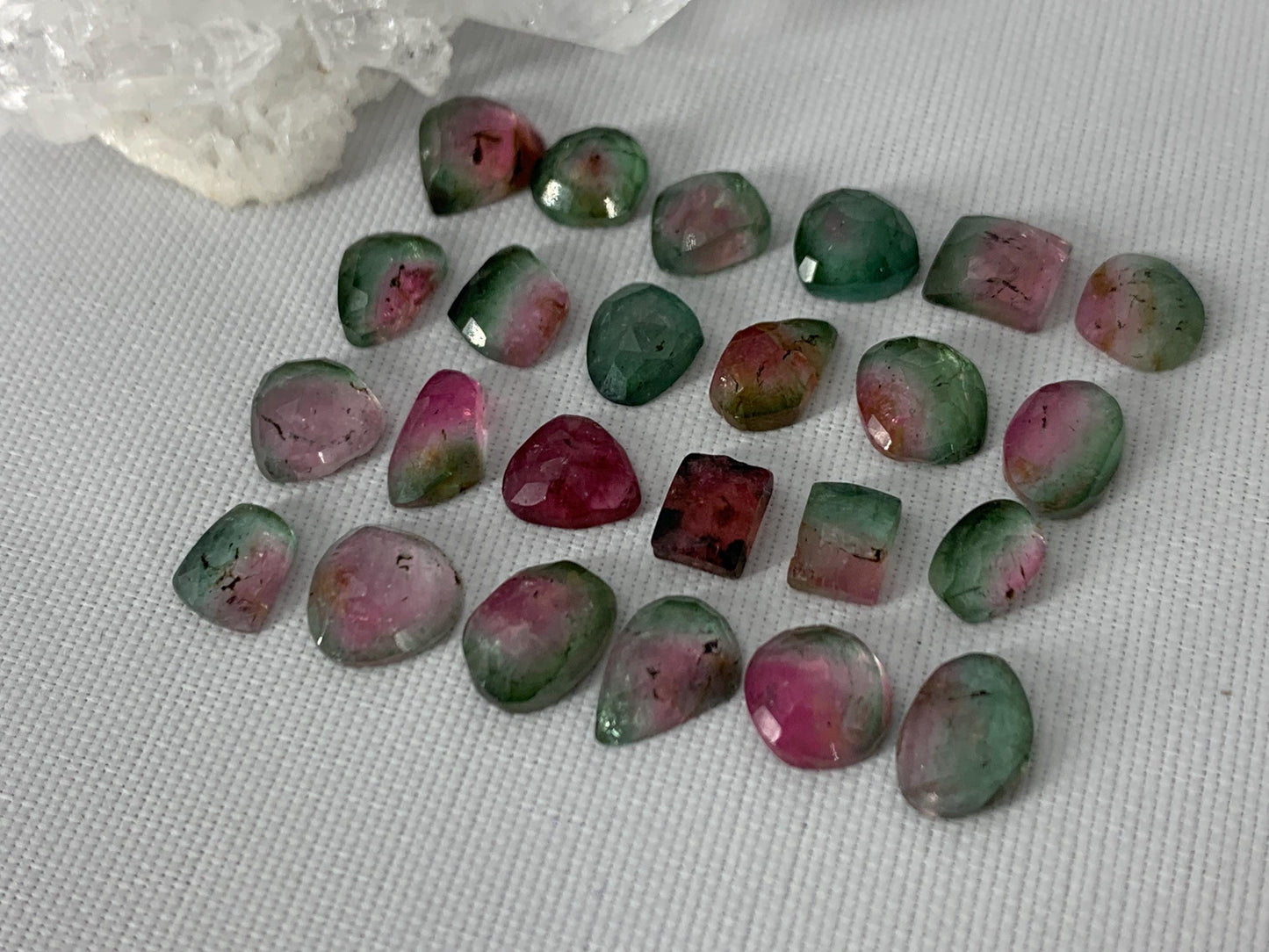 Faceted Watermelon Tourmaline 5-8mm long cabochon- Second quality cabochons
