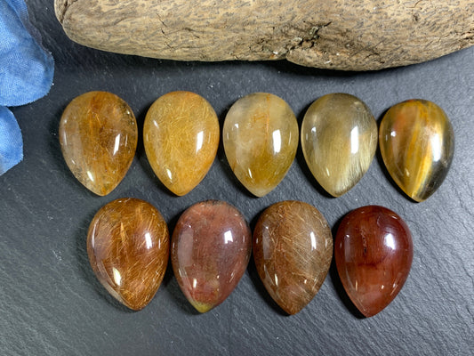 Rutilated Quartz pear 18x25mm Cabochon - Calibrated cabochons