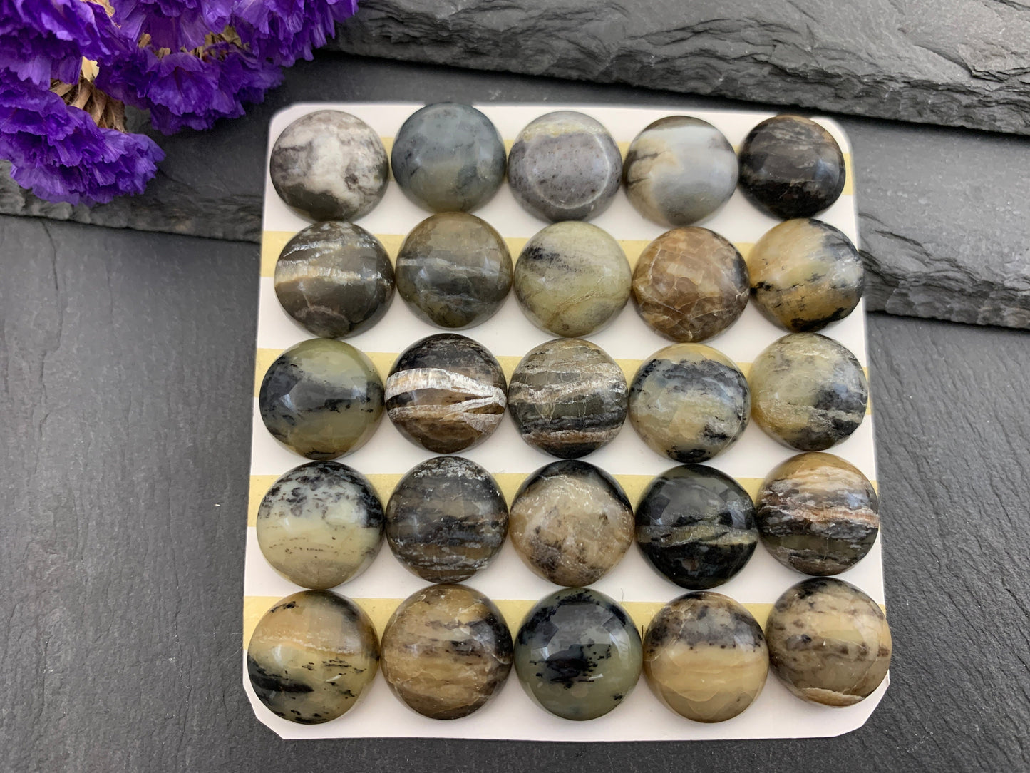 Golden Black Pietersite round 15mm cabochon - Calibrated cabochons  e