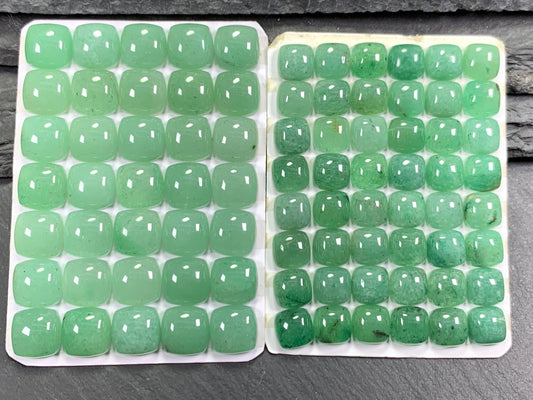 Green Aventurine square cushion 8mm, 10mm cabochon - Calibrated cabochons