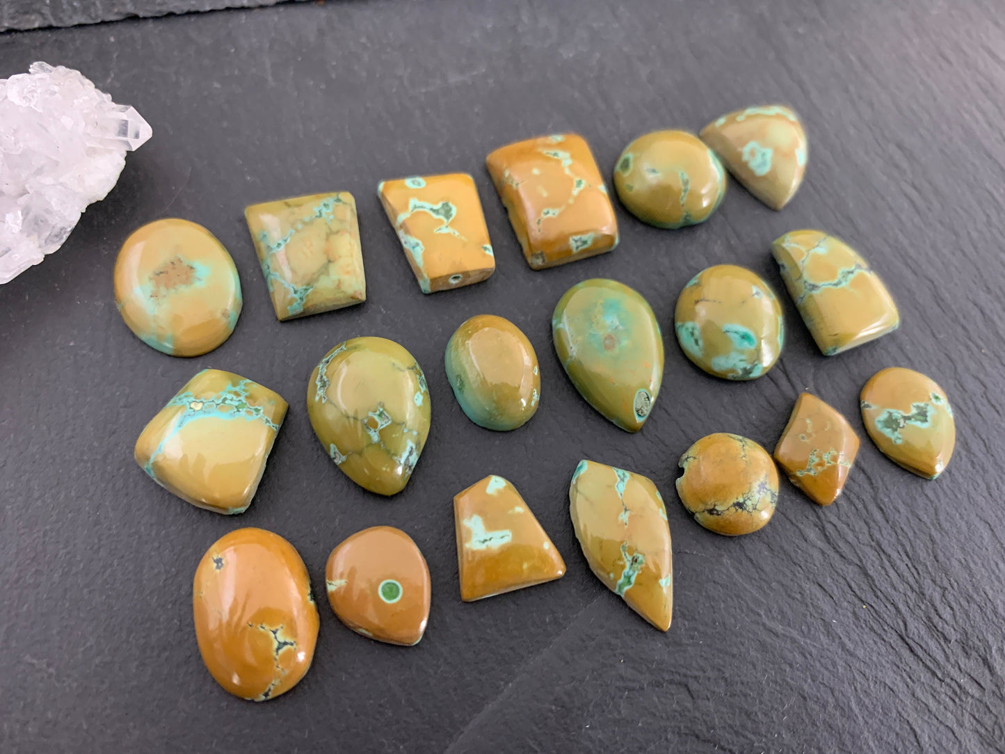 Tibetan Turquoise mixed shapes 13-19mm long cabochon