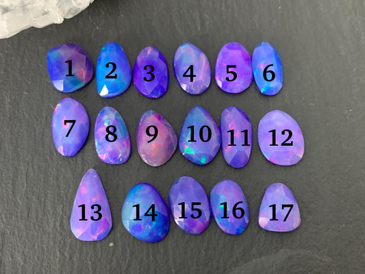 Faceted Purple Ethiopian Opal 9-13mm cabochon