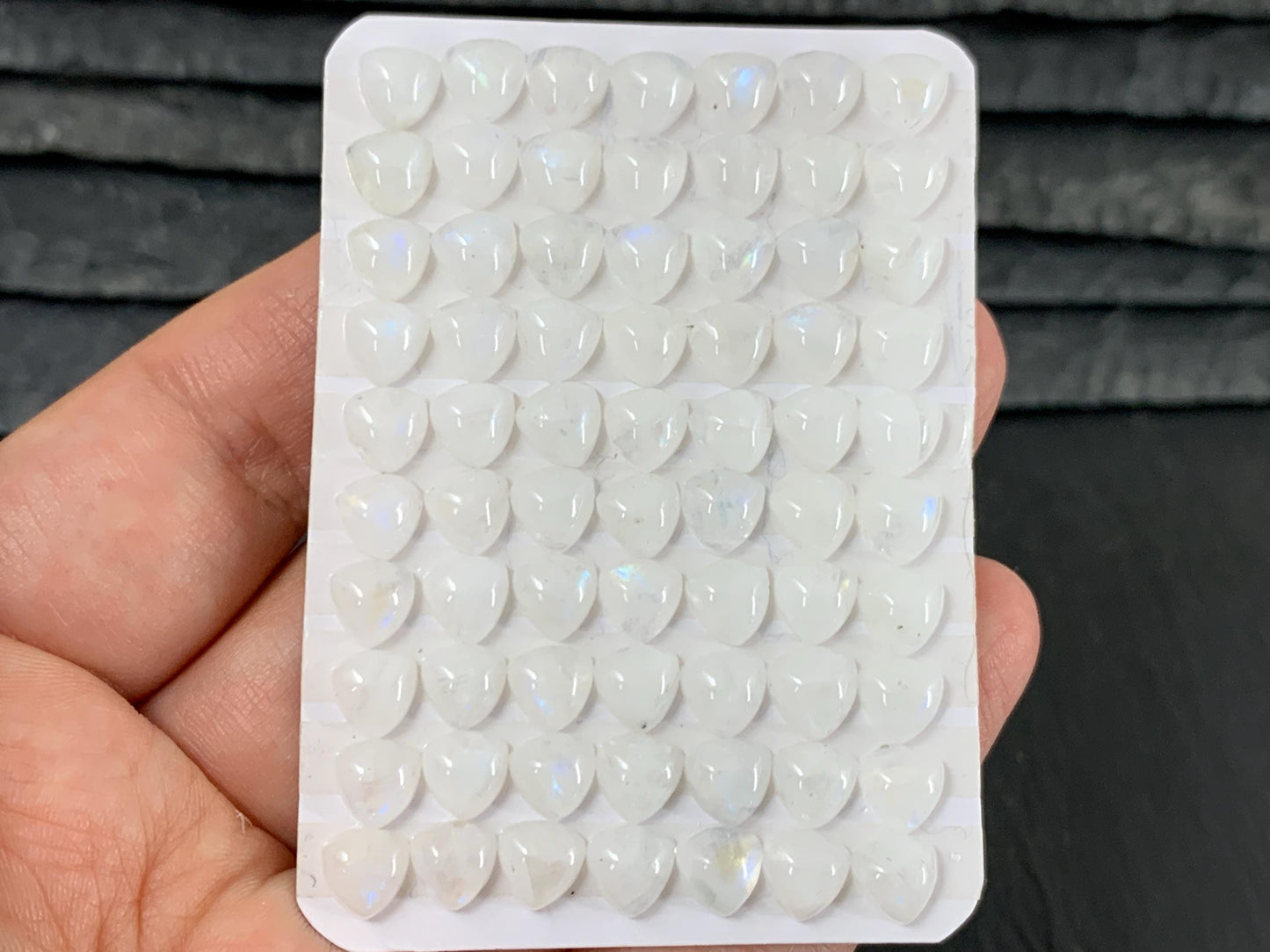 Rainbow Moonstone trillion 6mm cabochon - Calibrated Moonstone