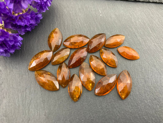 Faceted orange Kyanite marquise 13-16mm long cabochons