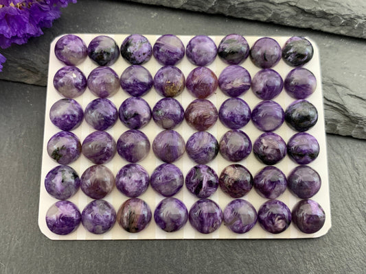 Charoite round 8mm cabochon - Calibrated cabochons