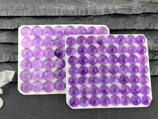 Amethyst round 7, 8mm cabochon - Calibrated cabochons