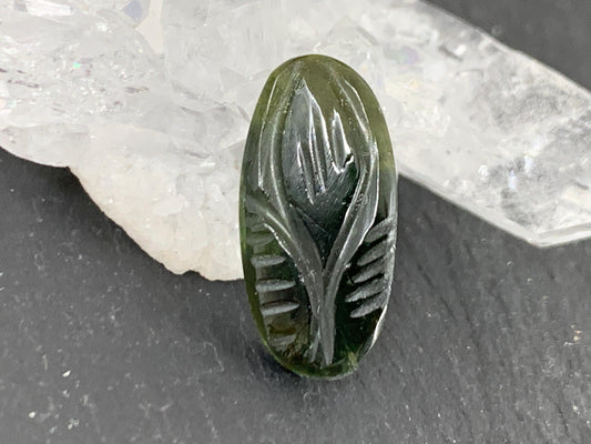 Carved Tourmaline 8x17x2.5mm cabochon