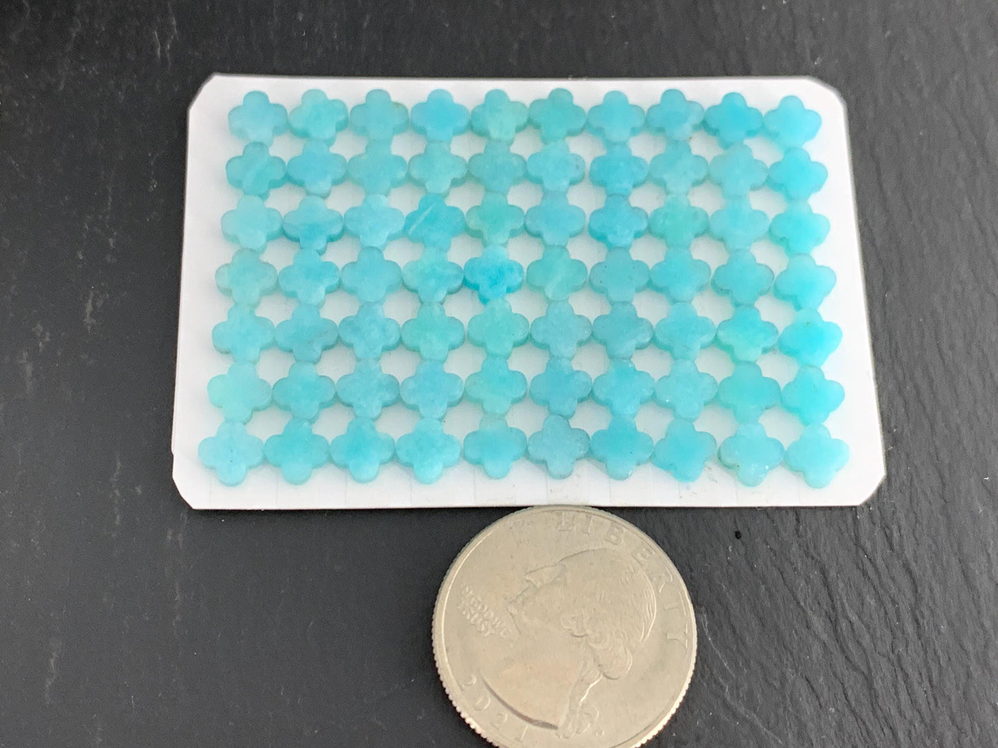 Flat Amazonite clover 6mm cabochon - Calibrated cabochons