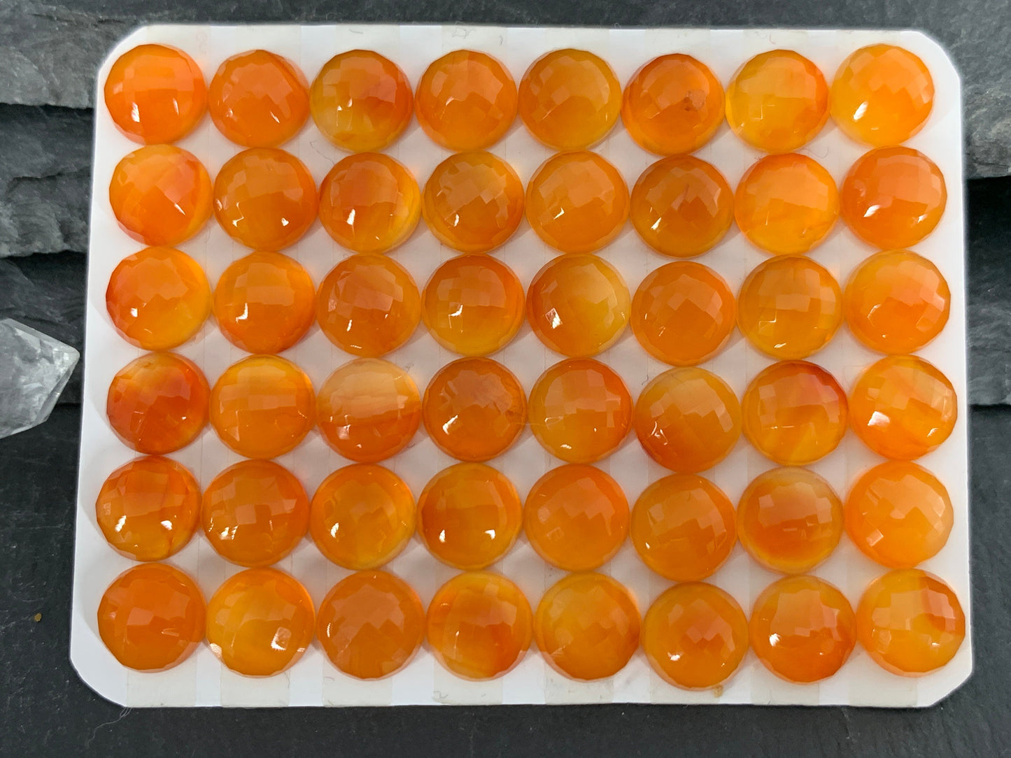 Faceted Carnelian round 8mm Cabochon