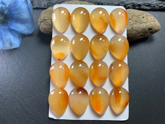 Carnelian pear 15x20mm cabochon - Calibrated cabochons