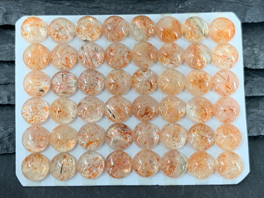 Sunstone round 8mm cabochon - Calibrated cabochons