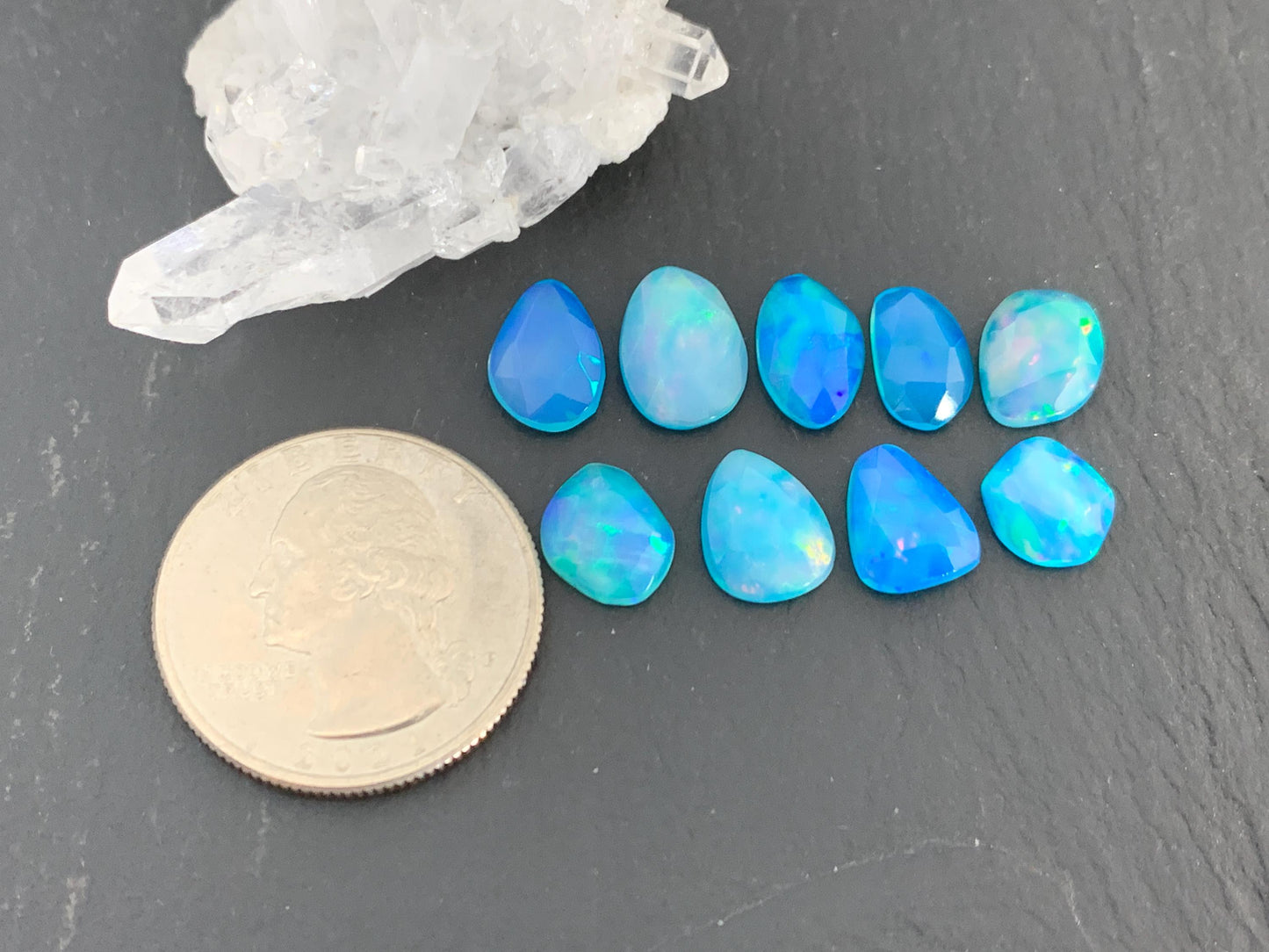 Faceted Ethiopian Blue Opal 9-12mm long cabochon - Select your cabochon