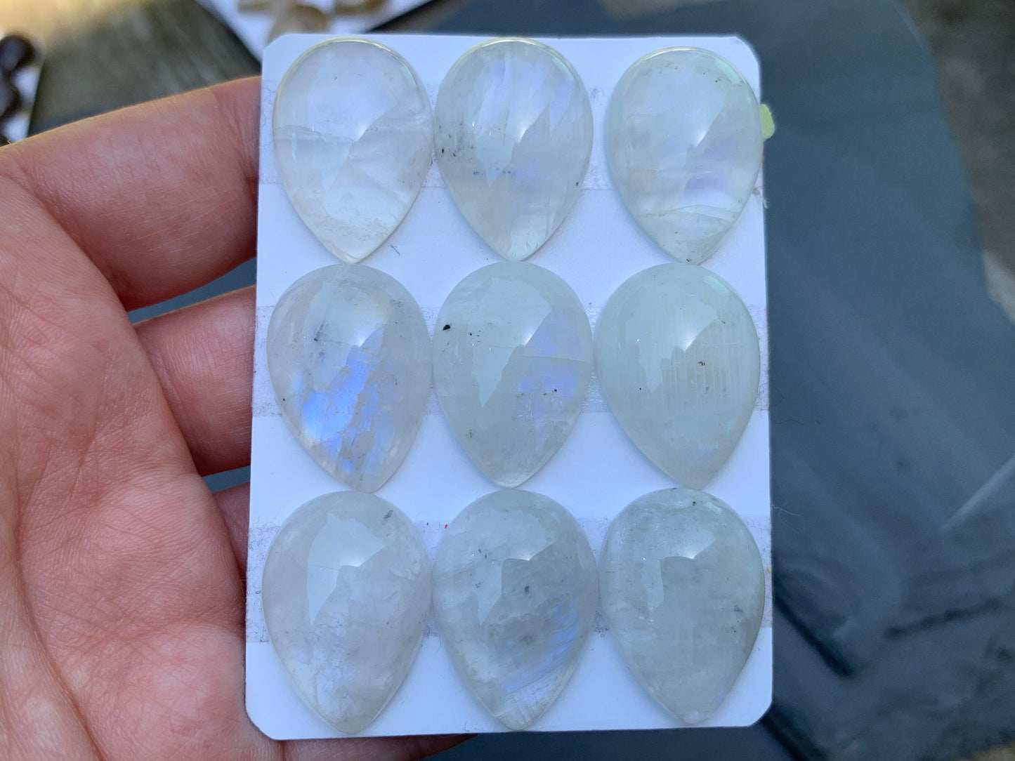 Rainbow Moonstone pear 18x25mm Cabochon