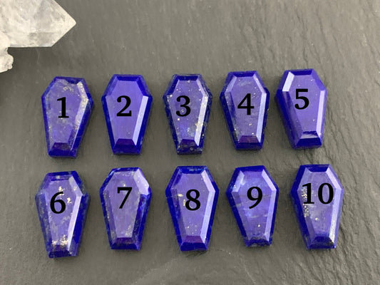 Faceted Lapis Lazuli coffin 10x16mm cabochon