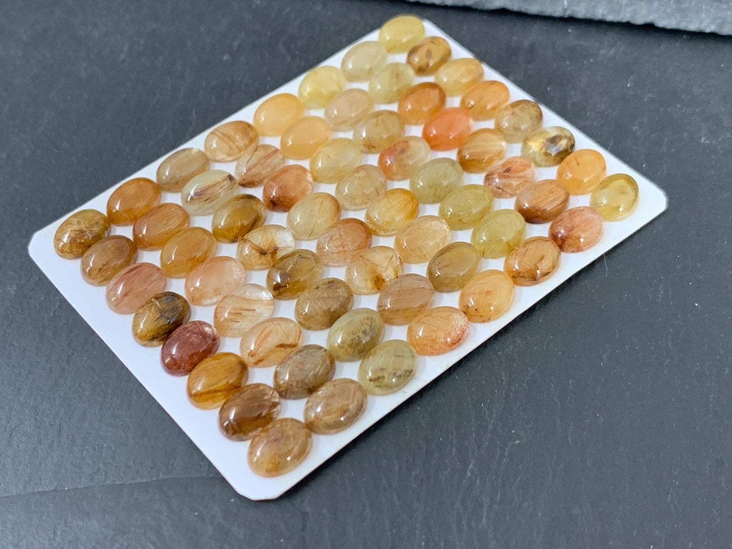 Rutilated Quartz oval 6x8mm cabochon - Calibrated cabochons