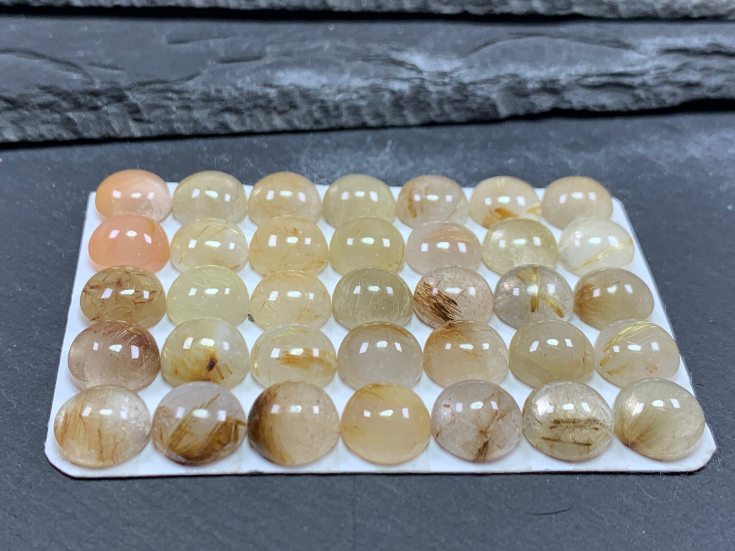 Rutilated Quartz round 10mm cabochon - Calibrated cabochons