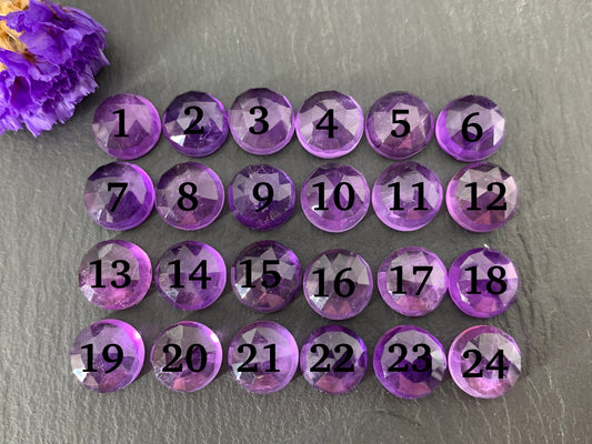 Faceted Amethyst round 10mm cabochon