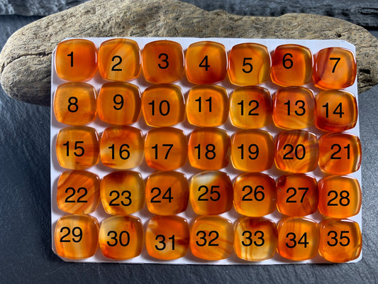 Flat Carnelian square cushion 10x10mm cabochon - Calibrated cabochons