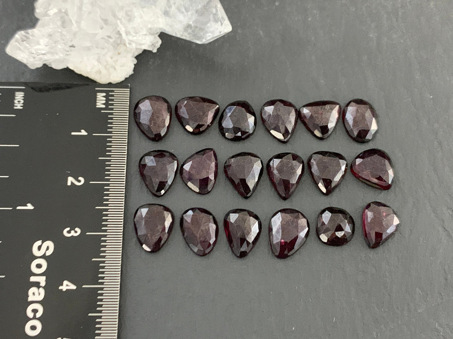Faceted Red Garnet 8-9mm long Cabochon