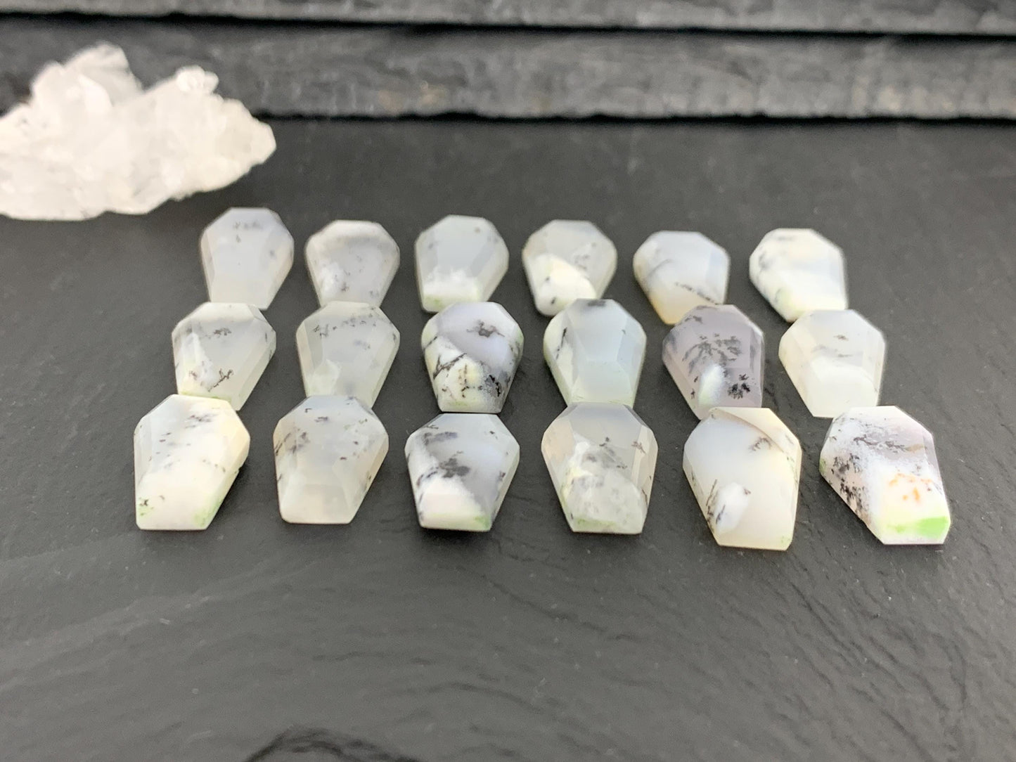 Step Cut Dendrite Opal coffin 10x16mm cabochon