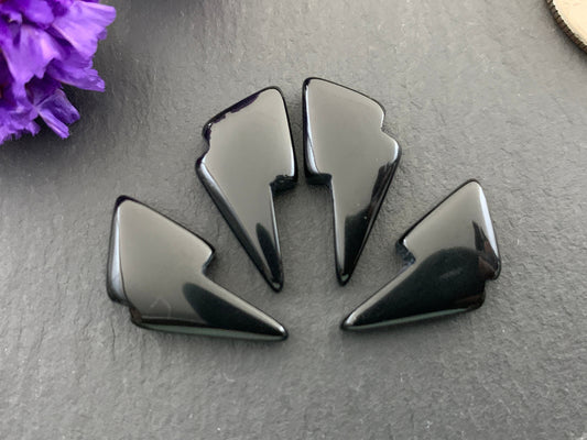 Black Onyx lightning bolt pair 11x20mm cabochon