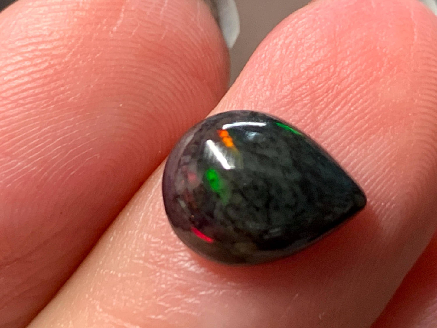 Natural Ethiopian Black Opal 8x10x4.5mm cabochon