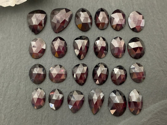 Faceted Rhodolite Garnet 8-12mm long cabochon