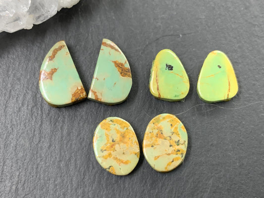 Tibetan Turquoise Pair 11-14mm long Cabochon - Hand Cut Cabochon