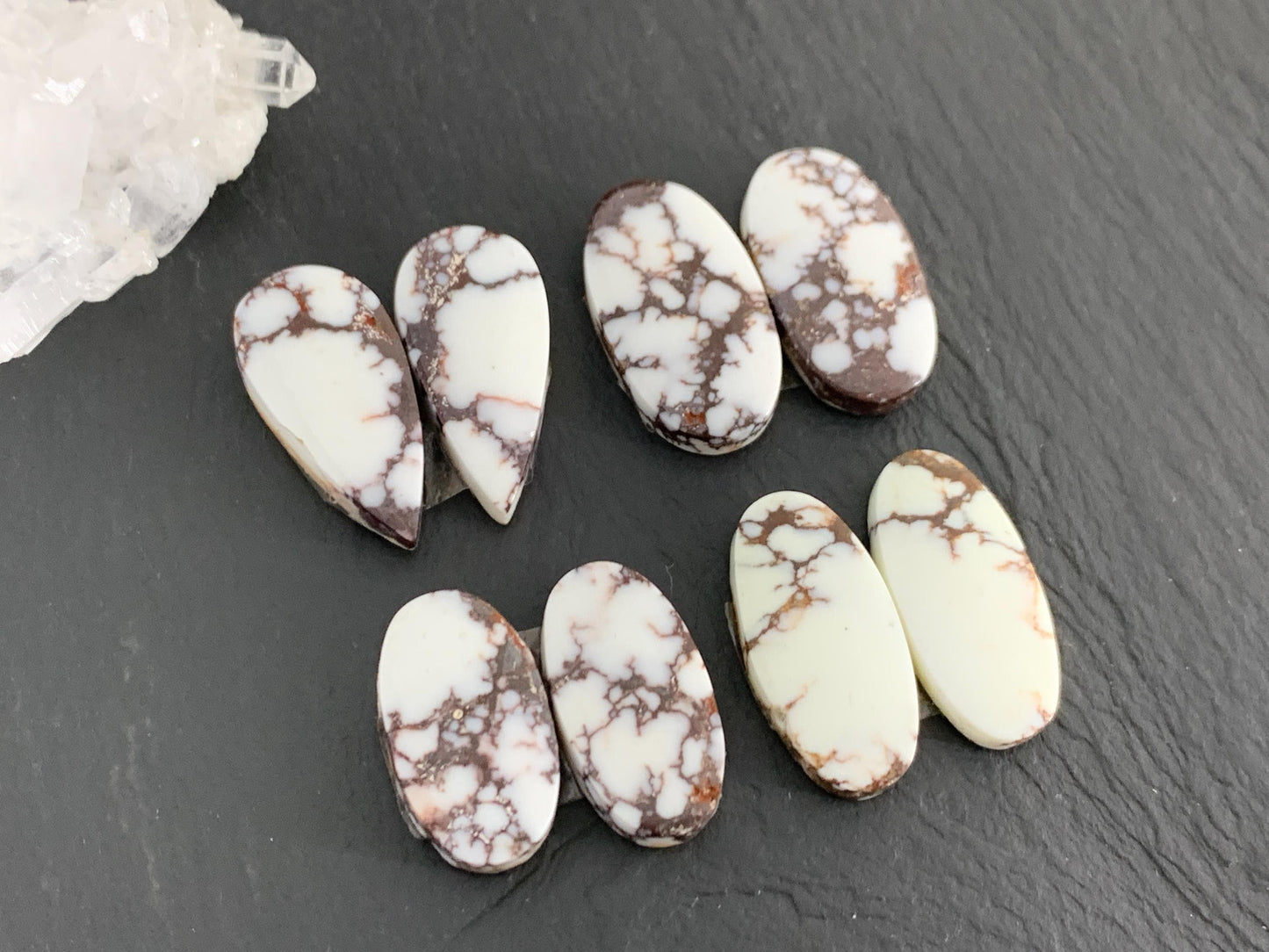 Wild Horse Jasper 19-22mm long cabochon pair