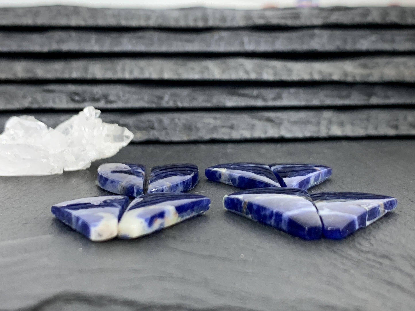Natural Sodalite pair 22-28mm long cabochon