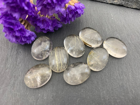 Rutilated Quartz oval 12x16mm cabochon - Calibrated cabochons