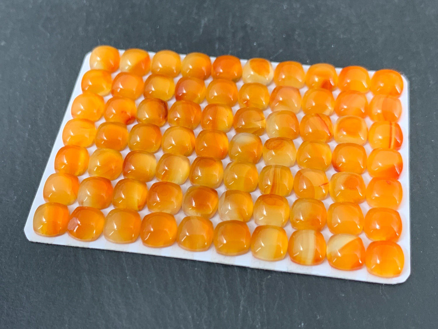 Carnelian square 6mm cabochon - Calibrated cabochons
