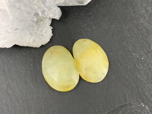 Faceted Yellow Sapphire pair 10x15x4mm cabochon