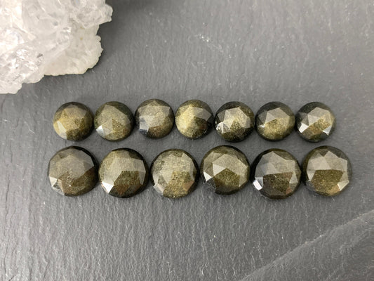 Faceted Gold Obsidian round 8 & ,10mm cabochon - Calibrated cabochons