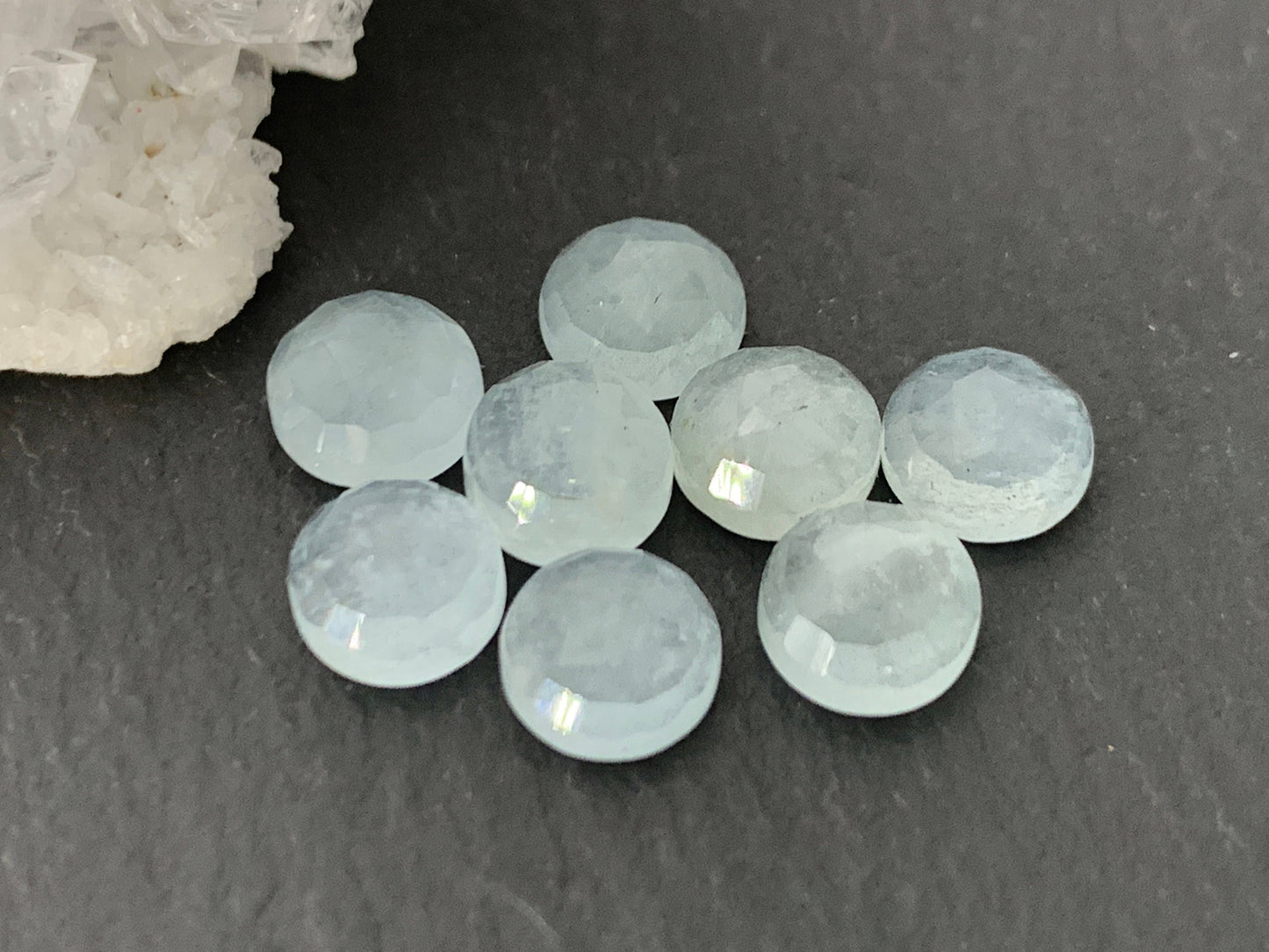 Faceted Aquamarine round 6mm cabochon