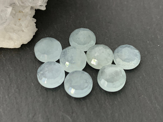 Faceted Aquamarine round 6mm cabochon
